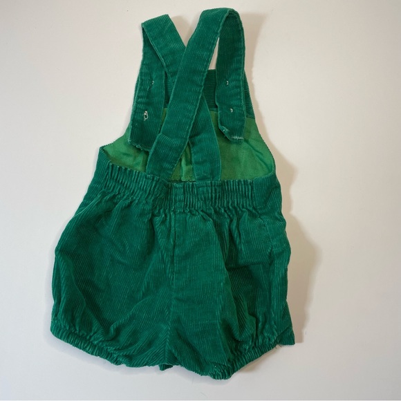 Vintage Newborn Overalls Outfit Green Corduroy Rainbow Striped Shirt Boy Or Girl - Picture 9 of 12
